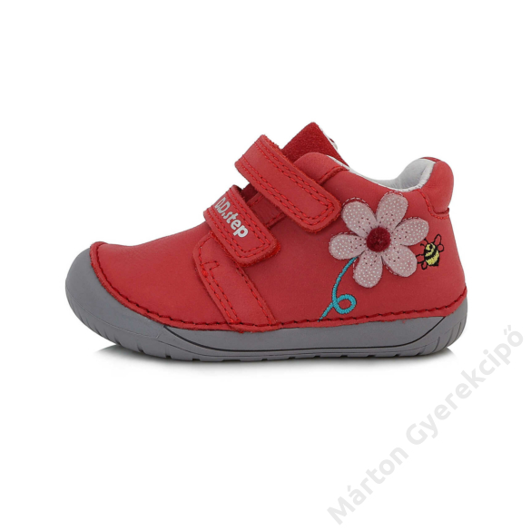 D.D.Step Kislány Barefoot virágos zárt cipő, piros